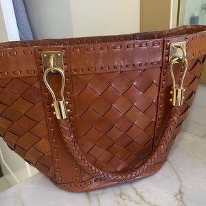 Michael Kors Brown Woven Leather Tote Bag